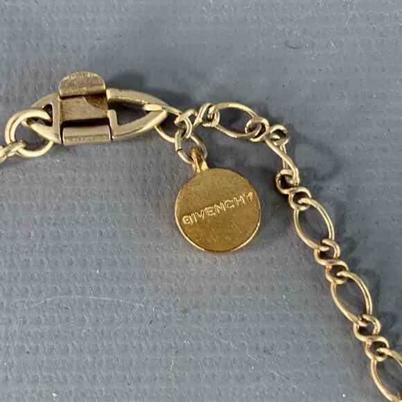 GIVENCHY Vintage Gold Chain Link Rhinestones Pendant Necklace - Picture 4 of 5